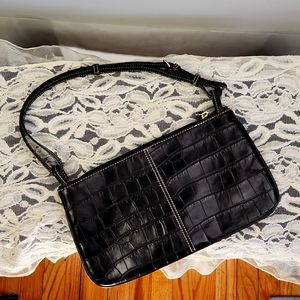 Dooney and  Bourke Croco Embossed Black Shoulder Strap Purse